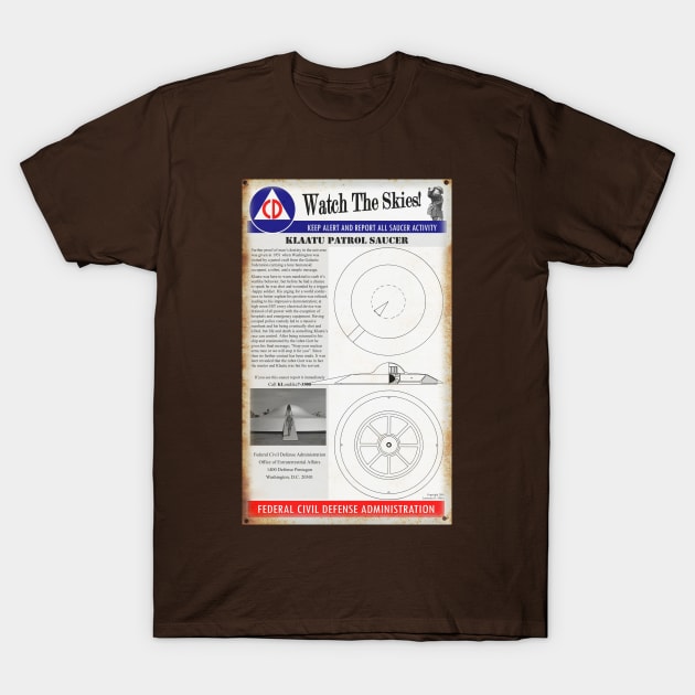 Rusty Vintage Civil Defense Sign - Klaatu Barata Nikto T-Shirt by Starbase79